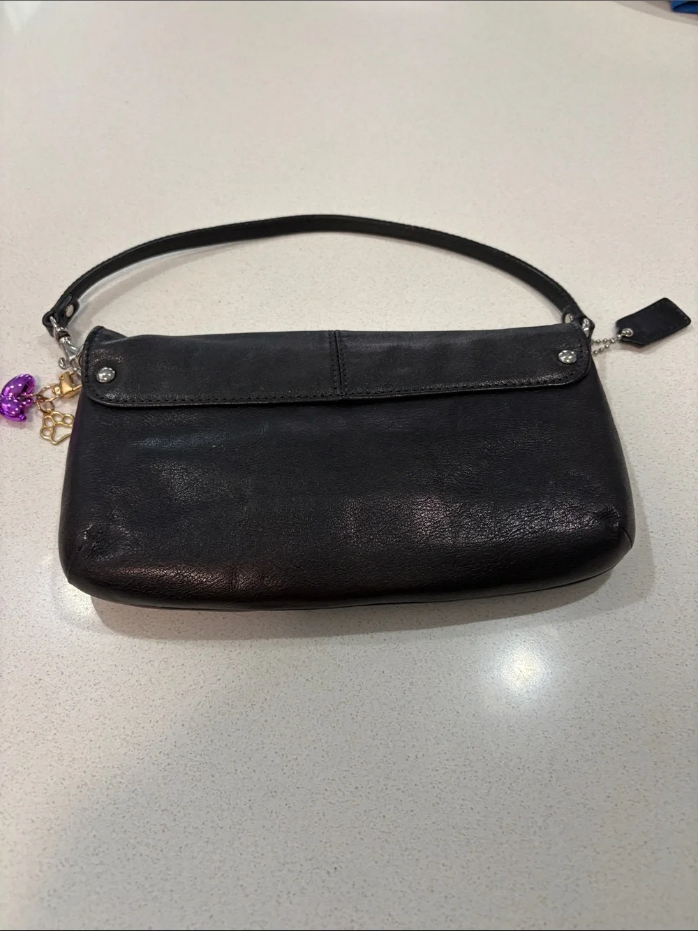 Coach Black Leather Wristlet Clutch with Signature Logo EUC